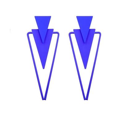 Imagem de Brincos triangulares para mulheres, na moda, rosa, geométricos, pendentes, simples, únicos, azuis, pretos, verdes, presentes para meninas adolescentes, Latão, Sem pedra preciosa