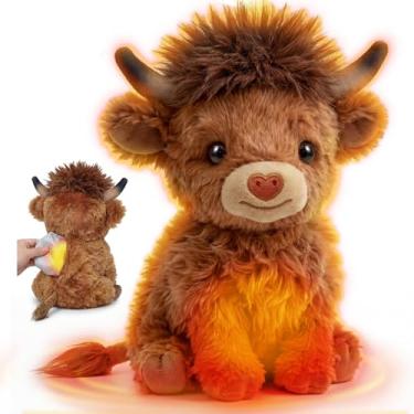 Imagem de Mewaii Microwavable Highland Cow Weighted Stuffed Animals Heatable Plushies for Cozy Warmth & Comfort, 10inch 1.5lbs Cute Fluffy Plush Cow Gift for Kids Adults Women College Girls