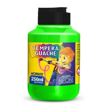 Imagem de Tinta Tempera Guache Infantil Neon 250ml Artístico e Escolar Cor:Verde