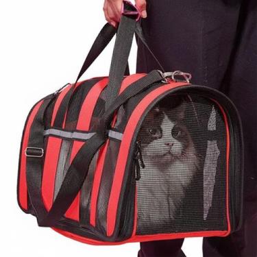 Imagem de Bolsa Transporte Cachorro Gato Pet Animais Relfetiva Segura Viagem Pas