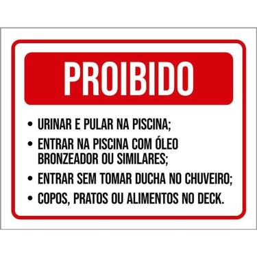 Imagem de Placa Poribido Urinar Pular Piscina Óleo Bronzeador 36X46