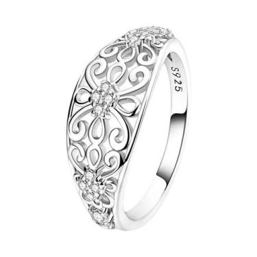 Imagem de Anel De Prata Esterlina 925 Feminino Com Design De Vaga-lume E Rosa Va