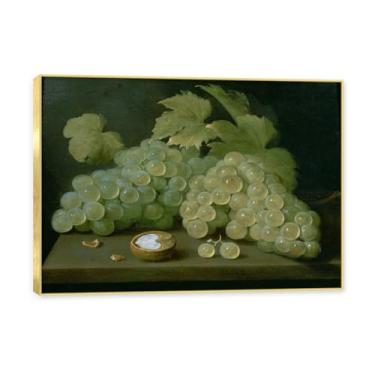 Imagem de NHLDZYH Moldura dourada. Tela de frutas botânicas vintage, impressão de estilo de pintura a óleo vintage, decoração de jantar country de fazenda, pronta para pendurar. B39. 30 x 42 cm