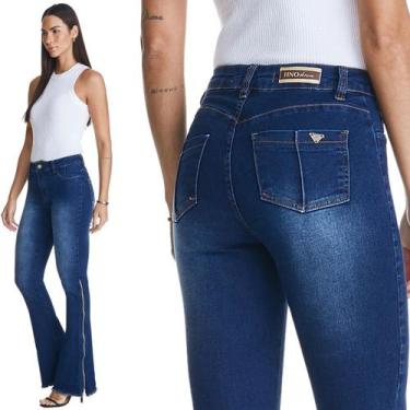 Imagem de Calça Jeans HNO Flare Com Barra Desfiada Azul, 48