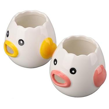 Imagem de ZAWELIYO 2 Pçs Separador de Ovo Cerâmica Em Forma de Frango Gema de Ovo Filtro Branco Não Tóxico Seguro Saudável Cozinha Cozinhar Acessórios para Entusiastas do Cozimento