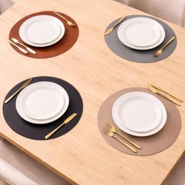 Imagem de Jogo Americano Redondo Mesa Posta Pvc Sousplat 38cm Premium (6, Marrom)