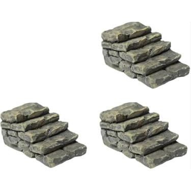 Imagem de 3 peças miniatura resina ponte escada pedra escada jardim fada ornamento micro paisagismo decoração bonsai artesanato escada reta ao ar livre, esculturas e estátuas de jardim, decorações