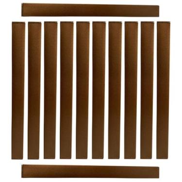 Imagem de Kit 12 Puxador Slim de Plástico Marrom para Móveis Balcão Cômoda Leve 