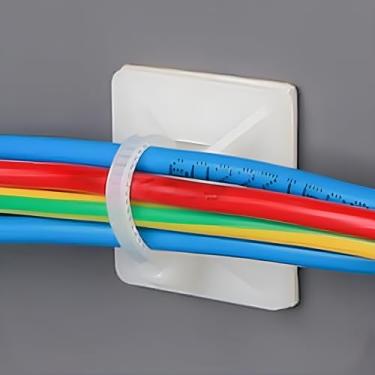 Imagem de Kit 100 Organizador Adesivo de Cabos e Fios com Abraçadeiras
