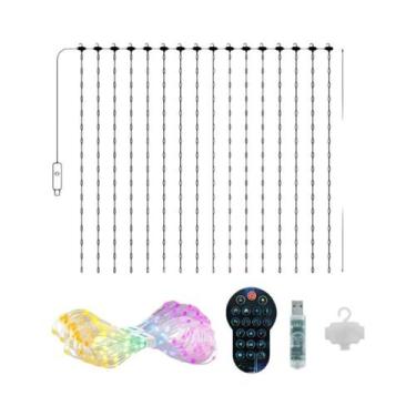 Imagem de Luzes De Cortina LED RGB 9.8x9.8ft Controle Inteligente Por APP Padrão