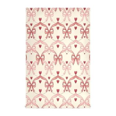 Imagem de Wassud Ribbon Bow Hearts Toalhas de prato de cozinha 1 pacote de panos de prato macios com laço para pendurar toalha de mão super absorvente de secagem rápida toalhas de chá de mesa decorativas 71 x