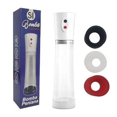 Imagem de Bomba Peniana Elétrica Recarregável USB com 3 Anéis de Silicone - Massageador de Fortalecimento e Volume Masculino - Alta Performance e Conforto