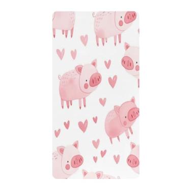 Imagem de Blueangle Lençol de berço padrão para berço infantil - Lençóis de algodão macio e respirável com porco fofo (900)