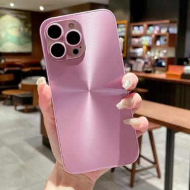 Imagem de HJZSZX Capa de celular luxuosa com lentes coloridas e à prova de choque para iPhone 16 Pro Max (para iPhone 16 Pro Max/rosa)