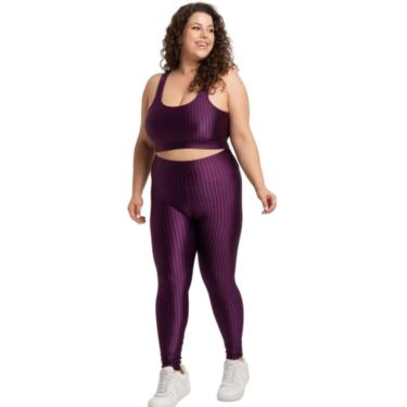 Imagem de Conjunto Top e Calça Plus Size New Zig 3D Dia a Dia  Serra e Mar Bojo Treino Musculação Moda Fitness-Feminino