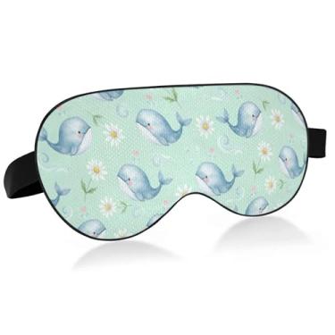Imagem de Burbuja Linda máscara de dormir de margarida de baleia para mulheres e homens, máscara de olhos refrescante para dormir lateral com alça elástica ajustável para viagens