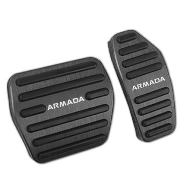 Imagem de LEXLEY 2 peças de pedal de freio a gás de alumínio antiderrapantes, capas de pedal de acelerador automático sem perfuração apenas para Nissan 2025 2026 Armada-Preto