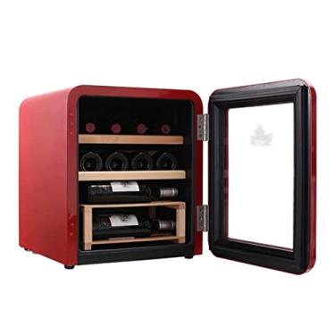 Imagem de DINGYXIN Refrigerador de vinho com 16 garrafas, adega de vinho independente vermelha com bancada, controle de temperatura, porta de vidro temperado, compressor silencioso