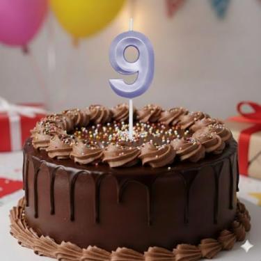 Imagem de Vela De Aniversário Mini Design Número Com 5Cm Silver Festas Lilás (Número 9)