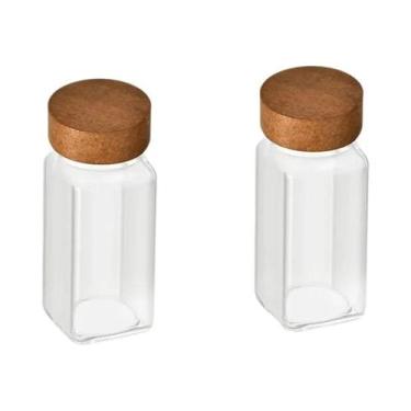 Imagem de Pote De Vidro Quadrado De 40oz Para Temperos Com Tampa De Madeira De A