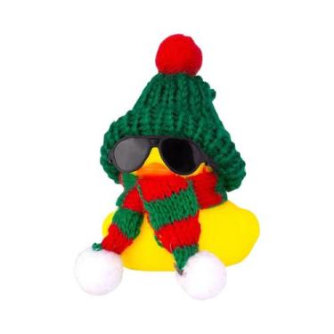Imagem de Enfeite De Carro De Pato De Borracha De Inverno Com Mini Chapéu E Cach