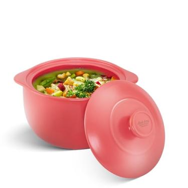 Imagem de Minh Long 1qt Forno holandês de porcelana, caçarola de cerâmica com tampa, panela de barro para cozinhar, usar para marinar, cozinhar, assar, refrigerar e servir, ideal para o dia dos pais