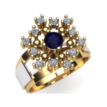 Imagem de Anel De Formatura psicologia safira E Diamantes Ouro 18k