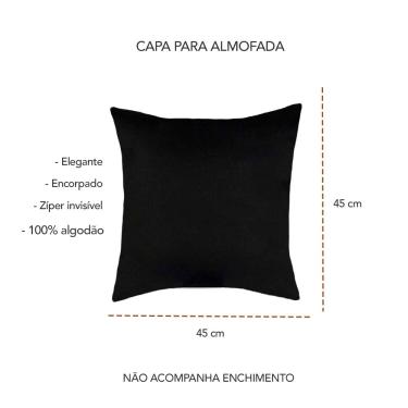 Imagem de Capa Almofada para Sofa Preta Lisa Sarja Algodao 45x45cm