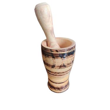 Imagem de Pilão Socador De Temperos Feito Em Madeira Maciça Artesanal Rústico