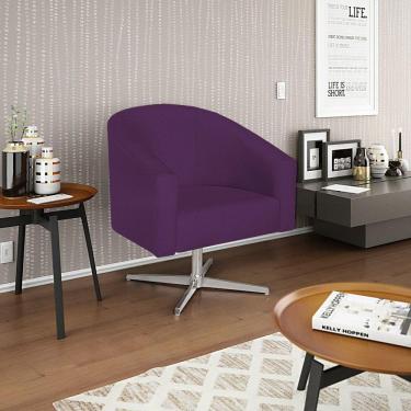 Imagem de Poltrona Decorativa Luiza Base Giratória De Metal Suede - Doce Sonho Móveis Roxo