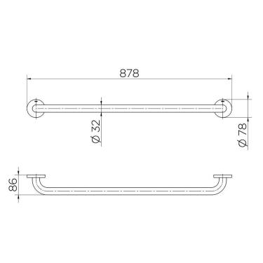 Imagem de Barra De Apoio Docol Benefit 90009637156 Com 80cm ônix Preto