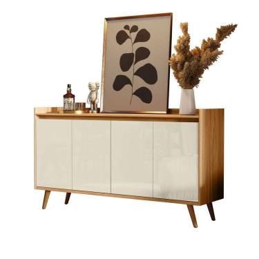 Imagem de Buffet Aparador Retrô Delux 4 Portas Freijó Com Off White - Moveisaqui