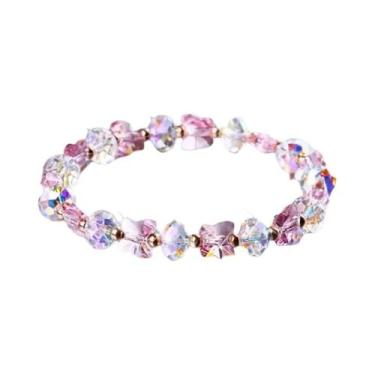 Imagem de Pulseira Feminina De Cristal Borboleta Com Miçangas Elásticas E Cordão