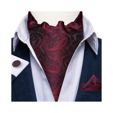 Imagem de Conjunto De Abotoaduras De Luxo Masculinas Ascot Com Lenço De Bolso Pa