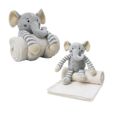 Imagem de Cobertor Bebê c/ Bichinho de Pelúcia Elefantinho Cinza - Loani, 1, Cin