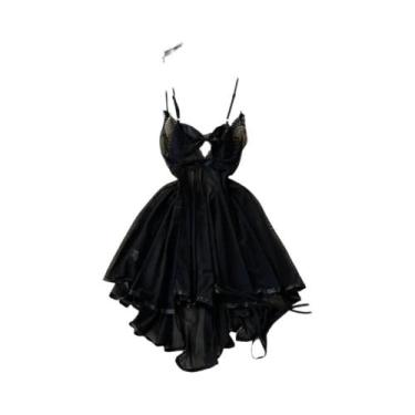 Imagem de Macacão Feminino Sem Mangas, Justo, Costas Nuas, Com Saia Plissada Min