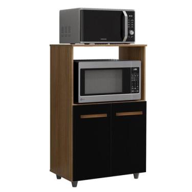 Imagem de Balcão Multiuso para Cozinha Micro-Ondas 2 Portas Taiane Savana / Pret
