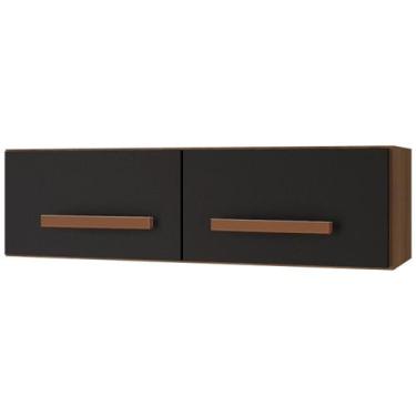 Imagem de Armário Aéreo de Geladeira 2 Portas 79 cm Lara Savana / Preto - Moblis