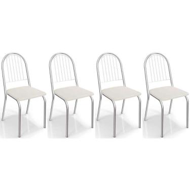 Imagem de Cadeira Sala De Jantar Noruega 2c077 Kit 4 Un Cromada-branco 106 - Kappesberg