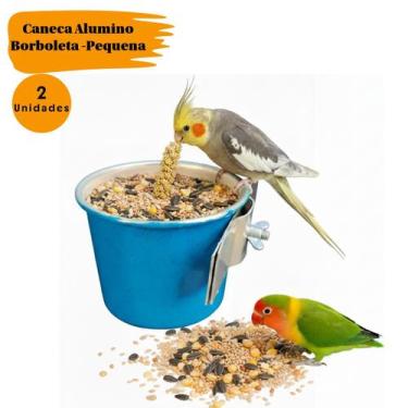 Imagem de 2 Canecas Pequena 190ml em Aluminio c/ Borboleta- Comedouro ou Bebedou