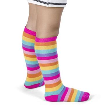 Imagem de Meia infantil meninas meia listrada colorida galocha sandália divertid