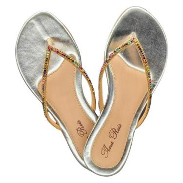 Imagem de Sandália Feminina Rasteira Strass Pedra de Dedo 702 - Doce Vinha, Prat