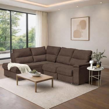 Imagem de Sofá de Canto Retrátil Chaise Lado Direito 4 Lugares Nest Cabecasa Madeiraoriginals Marrom