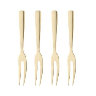 Imagem de Conjunto 4 Garfos Aço Inox para Aperitivos Dourado Wolff