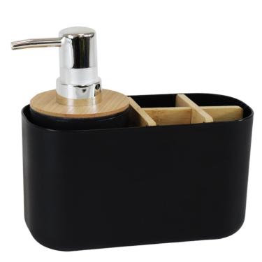Imagem de Organizador De Banheiro Com Dispenser Pump 280ml Bambu Preto