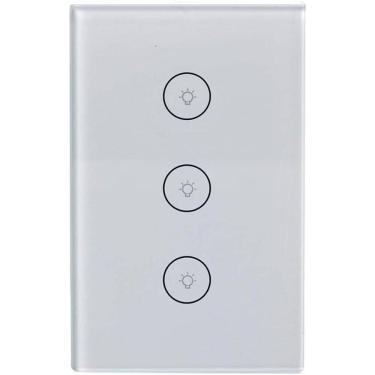 Imagem de Interruptor Inteligente Touch Wifi Com 3 Botoes Jwcom Sa268c