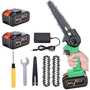 Imagem de Mini Motosserra, Motosserra Elétrica Portátil Sem Fio De 6 Polegadas 36V 550W Podador Com 2 Correntes Para Jardinagem, Agricultura, Pecuária Árvores,Azul/ 2 Bateria,Collector88