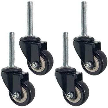 Imagem de Rodízios De Haste Giratória De 2 Polegadas Rodízios Industriais De Poliuretano Com Haste Rosqueada, Substituição Para Móveis E Bancadas, Roda De Carrinho, Rolamento Duplo, Carga 150 Kg, Conjunto D