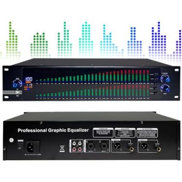Imagem de Equalizador gráfico estéreo de 31 bandas, equalizador de equalizador digital de áudio, chip de processamento DSP + visor de espectro de LED + 10 efeitos predefinidos + redução automática de ruído,