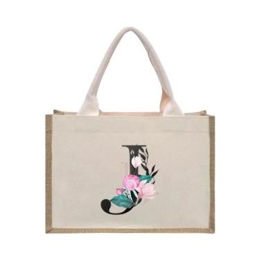 Imagem de Bolsa De Ombro Feminina De Lona Branca Com Estampa, Grande Capacidade,